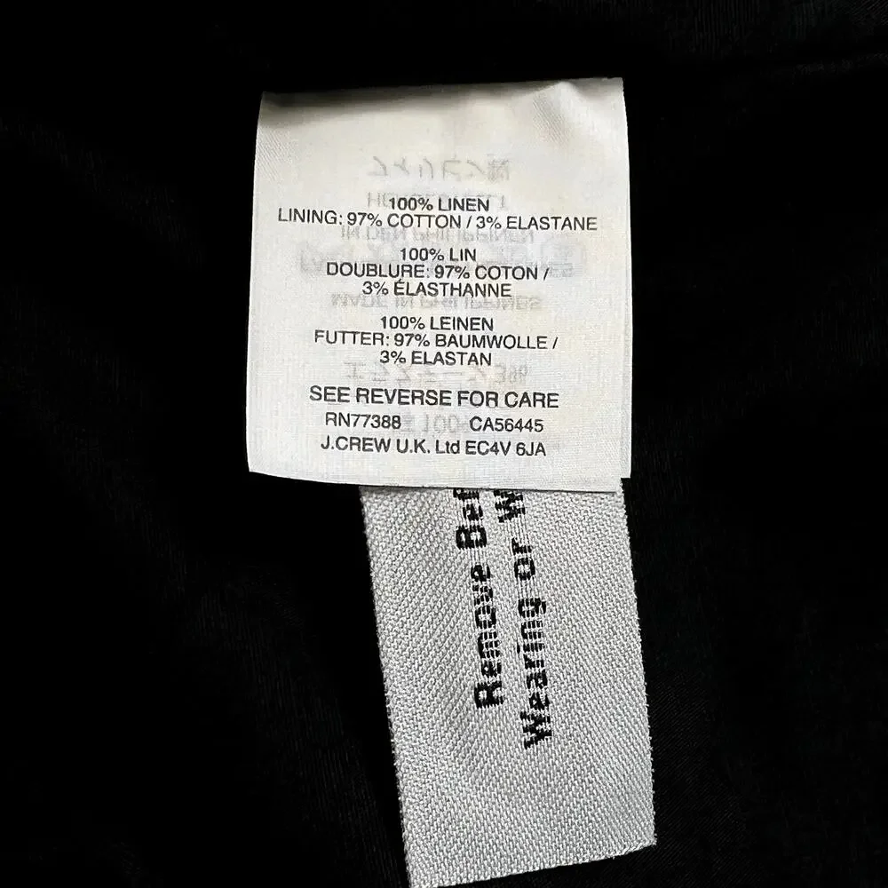 J Crew Drape Knot Sheath Dress Irish Linen Sleeveless Black Womens 6